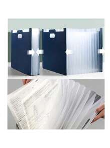 Vertical Organ Pack Paper Storage Sorting Multilayer File Folders With Classification Bag A4 Paper Holder - Blue - View 6