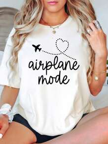 Oversized Style For Women, Airplane Mode Tee Comfort, Airplane Shirt, Vacay Mode Tshirt, Gift For Traveler, Introvert Gift Idea Tee, Vacation Tshirt, Loose Type Shirt For Women, Perfect For Holiday Parties Or Gift Giving, Soft And Comfortable