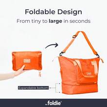 The Foldie® Foldable Travel Tote Bag For Women - Weekender Bags For Women, Item Travel Bag - trái cam - Xem 4
