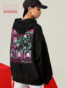 Anime Demon Kamado TanjiroSlayer Manga Kangaroo Sweatshirt Ref-0021 - màu đen - Xem 3
