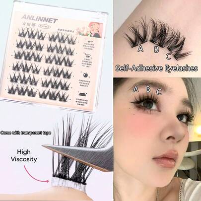 anlinnet Bộ 36 sợi mi giả C-Curl 5D, tạo vẻ tự nhiên, mềm mại và dày dặn, phù hợp cho biểu diễn sân khấu.