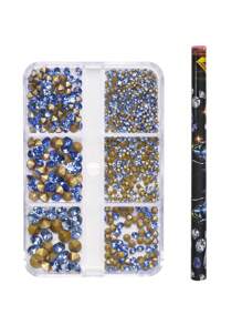 6-Compartment Pointed Bottom Rhinestone Nail Art Decorations, Mixed Assortment Of Pointed Bottom Rhinestones, Colorful Rhinestones, Pointed Bottom Round Rhinestones, Nail Jewelry Accessories Nails Nail Supplies Nail Gems - Multicolor - View 9