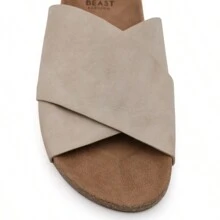 Women's Cork Footbed Slide Comfortable Cross-Strap Flat Casual Sandals - 沙色 - 查看 6