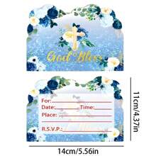 10/20/30 洗礼蓝花主题，派对邀请卡，主题派对卡，洗礼派对邀请函，派对邀请卡