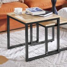 SoBuy FBT42-HG, Nesting Tables, Set Of 2 Coffee Table Side Table End Table, Grey & Black - Brown - View 6