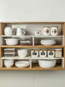 1pc Expandable Multi-Tier Plastic Shelf, Space-Saving Storage Rack For Kitchen, Living Room, Dormitory, Shoes & Slippers - Multicolor - View 6