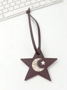 1 件五角星皮包饰物星形皮革吊坠包饰物礼物行李牌钥匙扣皮革扣适合男女 - 彩色 - 查看 4