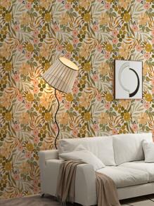 1 pièce Papier peint rétro à motif floral épaissi, autocollant mural amovible imperméable, convient pour la chambre d'enfants, la chambre à coucher, la garderie, la décoration murale du salon, le cabinet, le renouvellement du mobilier
