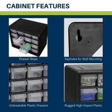 10164 64-Drawer Drawer Storage Cabinet For Garage Organization, Bead Organizer, Storage, Teacher Toolbox, Makeup Organizer, And More, 20-Inch W X 6-Inch D X 16-Inch H, Black