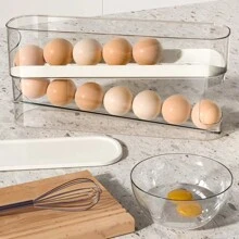 Double-Layer Rotating Egg Dispenser, Refrigerator Egg Storage Box, Automatic Egg Rack, Large Capacity Kitchen Egg Holder - White - View 9