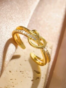 1pc Copper Cubic Zirconia Geometric Simple Adjustable Ring For Men, Valentine's Day Gift - Open Ring - View 3