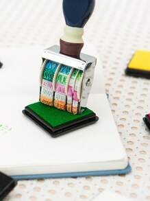 1pc Vintage Wooden Handle Date Stamp For Diary Books Rollers Stamp With Base,Back To School,School Supplies - Nhiều màu - Xem 3