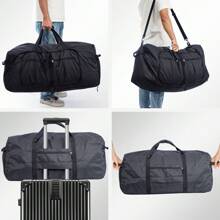 Large 120L Foldable Travel Duffel Bag With Shoe Compartment, Waterproof Weekend Overnight Sports Gym Bag For Men And Women, Lightweight And Durable Holdall - Black - View 6