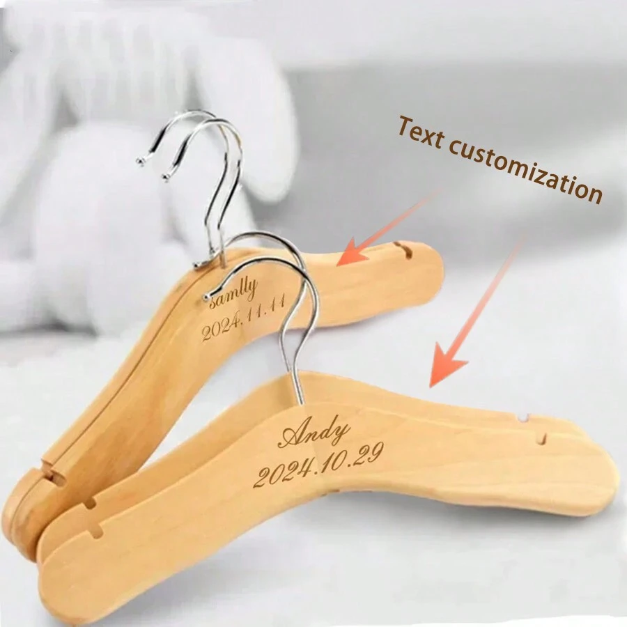 Customized Personalized Vintage Wooden Clothes Hanger, Garment Store Display Organizer, Gifting Customized Text,Home Harmony - Beige - View 1