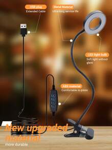 LED-bureaulamp met klemlamp met 3 kleurmodi, 10 helderheidsringen/klemlampen, 360° flexibele zwanenhals, dimbaar, oogbescherming, bureaulamp, USB-bureaulampen voor thuis, op kantoor, in de slaapkamer, in de kamer, om te lezen en te leren (zwart)