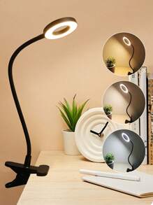 LED-bureaulamp met klemlamp met 3 kleurmodi, 10 helderheidsringen/klemlampen, 360° flexibele zwanenhals, dimbaar, oogbescherming, bureaulamp, USB-bureaulampen voor thuis, op kantoor, in de slaapkamer, in de kamer, om te lezen en te leren (zwart)