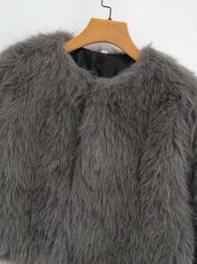 Women's Solid Color Long Sleeve Casual Fashionable Faux Fur
