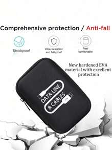 Túi đựng đồ mini di động, túi đựng cáp sạc điện thoại có họa tiết cáp sạc, hộp đựng kiểu ví có khóa kéo, hộp đựng phụ kiện kỹ thuật số, hộp đựng tai nghe không dây/Bluetooth, thích hợp cho công việc, du lịch, trường học, đại học, văn phòng và các dịp khác, có 4 kiểu dáng, lý tưởng làm quà tặng sinh nhật, tiệc tùng và kỷ niệm. - màu đen - Xem 5