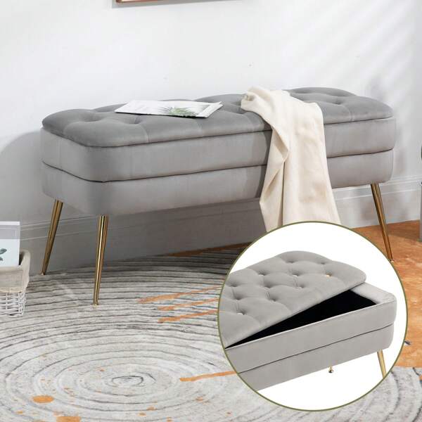 Stylische Stauraumbank mit sicheren Befestigungen, einem bequemen Stuhlsitz und einem Ottoman - Element, für Wohnzimmer, Schlafzimmer und Garderobe