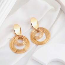 Exaggerated Dramatic Leaf & Heart Loop Chandelier Earrings, Personalized Circular Disc Earrings