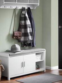 SoBuy Hallway Storage Bench Shoe Bench Shoe Cabinet Shoe Rack With Seat Cushion White W105 X D35 X H51cm FSR168-W - White - View 1