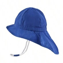 Infants Toddlers Hats Chin Strap Baby Boys Girls Sun Protection Hat Outdoor Play Wide Brim Bucket Hat With Neck Flap