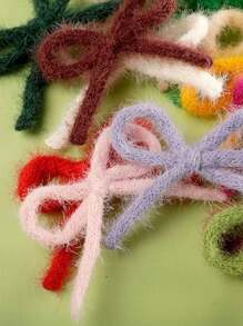 10pcs Assorted Color Fuzzy Bow Decorations (Random Color), DIY Craft Supplies For Socks, Shoes, Hats, Hair Accessories, Home Decor Bows Gifts Birthday Graduation
