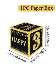 1pc 27cm Numbers 0-9 Black Gold Birthday Box, Numbers 0-9 Black Gold Birthday Box, Happy Birthday Party Room Background Decoration, Black Gold 18th 30th 40th 50th 60th 70th 80th Birthday Gift Box Present Boxes For Birthday Celebrations Supplies, Birthday Photo Props, Birthday Party Gift Favor