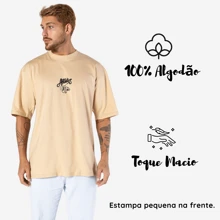 Demolart Modas Camiseta Oversized Estampada Athletics Tigre 100% Algodão Streetwear Unissex - Bege - Visão 3