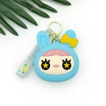 Silicone Coin Purse, Cute Rabbit Zipper Closure Portable Hanging Pendant Backpack Charm - Blue - View 4