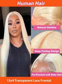 613 金色前额直发 13x4 透明蕾丝前额闭合巴西处女雷米头发金色前额人发女士用婴儿头发预先拔下 - S613 - 查看 3