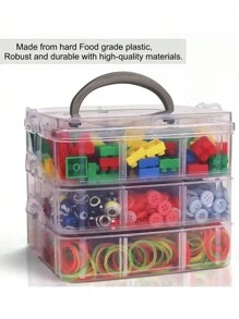 1pc 3-Layer Transparent Plastic Storage Box, Jewelry Box, Jewellery Box, Storage Cabinet, Storage Box, White, Easter Elements, Can Be Used For Cosmetics, Jewelry, Toys, Socks Etc., With Handle Multi-Compartment Component Box Electronic Parts Screw Accessory Tool Sorting Grid Dustproof Large Capacity Hair Accessories Earrings Necklaces Beads Craft Supplies Box, Valentine's Day Gift, Christmas Gift Back To School