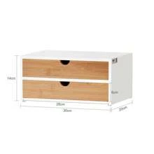 SoBuy FRG180-WN Kaffeekapsel Box aus MDF und Bambus Kapselständer mit 2 Schubladen Aufbewahrungsbox Kapselspender Schubladenbox Schreibtischorganizer