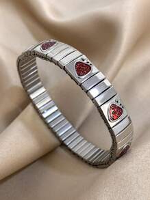 1pc Vintage Stretch Elastic Bracelet Enamel Fruits Wristband Bangle For Women Stainless Steel Bracelet Valentine Birthday Jewelry Gifts,Mom,Mother,Mother's Day,Gift