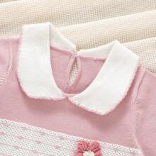 Baby Girls Sweet Ruffle Collar Short Sleeve Romper - Pink - View 7