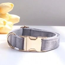 Multiple Colour Velvet Personalise Dog Collar Engraved Pet Name Plate Metal Buckle,Wedding Puppy Gift,Gold,Stylish,Soft And Does Not Harm The Skin,Colorful,Vintage,Simple,Unisex,Casual,Cuties,Custom,Personalized,Unique,Boyfriend,Girlfriend,Dad,Mom,Family,Friends,For Anniversaries,For Birthdays,For Graduation,For Prom,For Party,Gold Jewelry,Ideal Gifts For Him,Ideal Gifts For Her