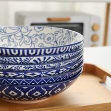 Local Shipping Porcelain 40oz Large Bowls 9 Inch Big Pasta Salad Bowls, Microwave And Oven Safe, Colorful, Set Of 6 - Vintage Blue - View 6