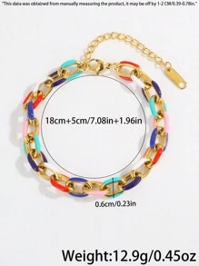 Camhanno 3 件可堆叠女士手链奢华复古不锈钢彩色链条手链套装，适合赠送珠宝配饰和礼物给家人和朋友，适合日常度假宴会