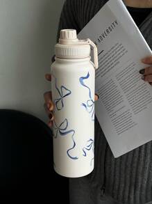 1 件 600ml-800ml-1000ml 蓝色蝴蝶结双层不锈钢保温杯，户外运动水瓶，平底杯，适用于办公室、户外、家居、生日、情人节、母亲节、毕业典礼、返校和其他节日 - 彩色 - 查看 11