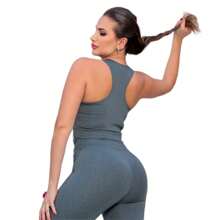 Kit 3 Top Fitness Gym Workout Training Workout Clothes Sports Training Assorted Colors - 1Black/1Gray/1White - View 2