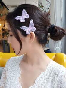 6/12 pièces Pinces à cheveux avec nœud en dentelle, accessoires de cheveux romantiques pour la Saint-Valentin, polyvalents pour l'intérieur/extérieur, convenant pour les concerts, fêtes, mariages, séances photos, ornements de cheveux en forme de papillon