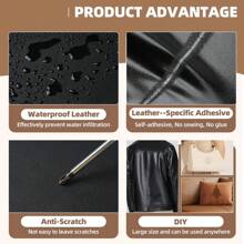 Self-Adhesive Leather Repair Patches - Waterproof PU Fabric Stickers, 14 X 54 Inch DIY Synthetic Leather Patches For Sofa, Cabinet, Dining Chairs, Wall Decor And Motorcycle Seats - Repair Kit For Home And Office