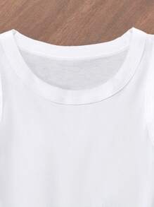 Boys' Summer Outdoor Sports Solid Comfortable Breathable Loose Tank Top, Casual Pure Cotton Sleeveless Undershirt For Children, Essential Wardrobe For Sports, Outdoor Activities And Home Wear - White - View 4