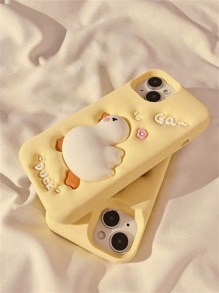 Cute Phone Case Kawaii Cream Yellow Squishable Duck Design Phone Case Compatible With IPhone 14 Pro Max, Compatible With IPhone 13, Compatible With IPhone 14, Compatible With IPhone 11, Compatible With IPhone 12, Compatible With IPhone 15 Pro Max, Soft Silicone Creative Women Protective Cover