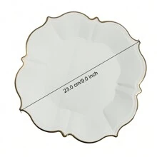 10Pcs/30Pcs-Pack White Paper Party Plates With Golden Foil Scalloped Edging For Birthday Wedding (9 Inches)