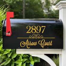 Custom Mailbox Address Label Stickers - PET Material, Personalized House Number And Street Name Decal Set, Weather-Resistant Outdoor Mailbox Numbers Sign, Reflective - Standard & Large Size Options