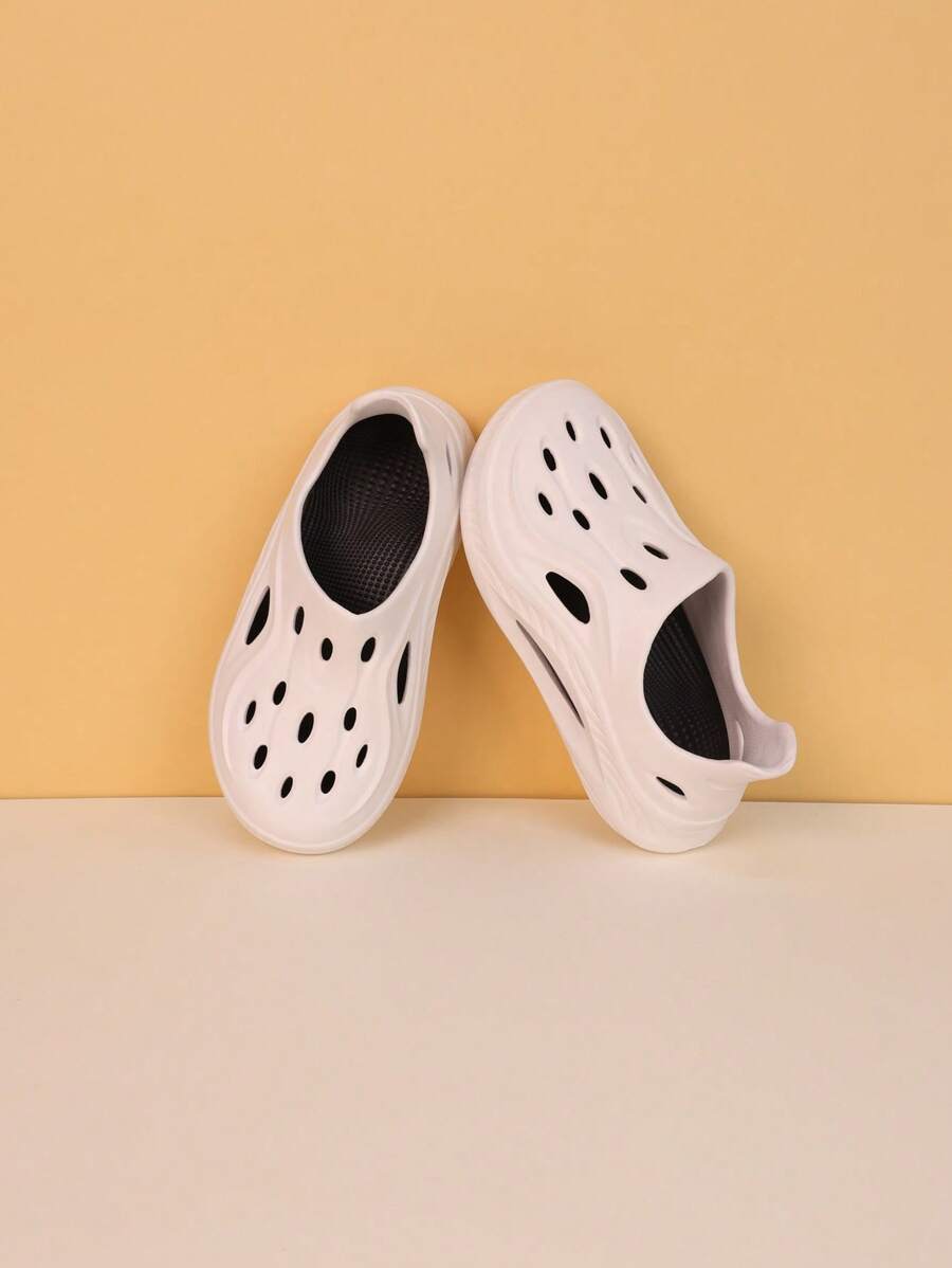 1 双男女款厚底防滑多色沙滩/室内休闲透气凉鞋 - 黑與白 - 查看 1