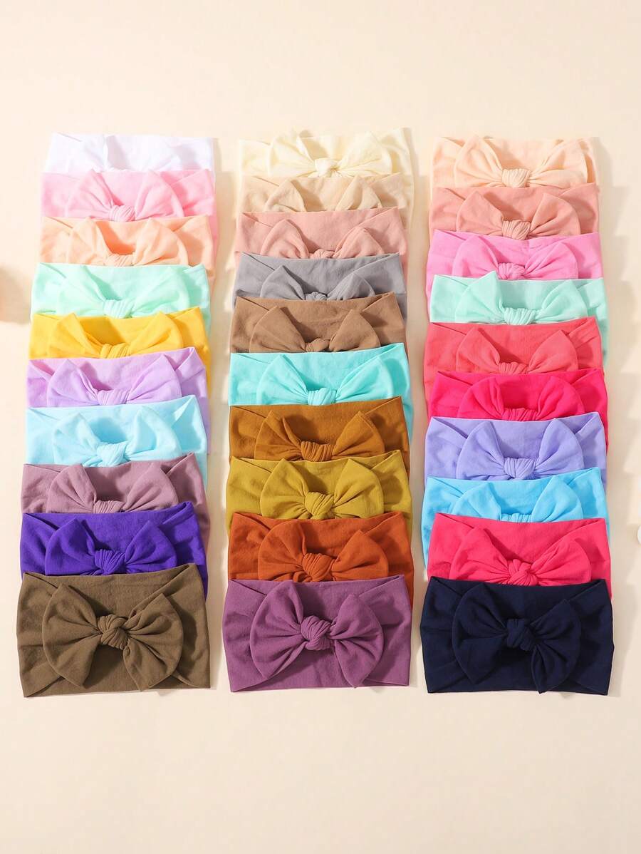 bilicaca 10/30pcs Thickened Super Soft & Stretchy Baby Headbands, Warm, Moisture-Wicking, Supportive For Baby Growth, Random Colors - Multicolor - View 1