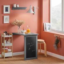 SoBuy FWT20-HG, Wall-Mounted Drop-Leaf Table, Folding Kitchen Dining Table Desk With Memo Board, Grey