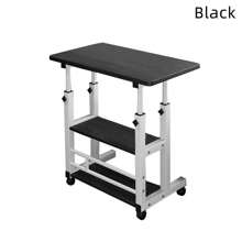 3-Tier Height Adjustable Mobile Small Laptop Table With Rollers Overbed Desk Stand PC Computer Shelf 60cm*40cm - Black - View 3
